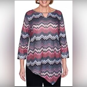 5/$25 Alfred Dunner Women's Madison Avenue Textured Chevron Top